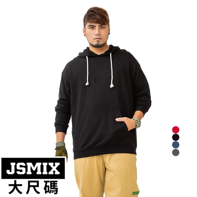 【JSMIX 大尺碼】大尺碼多色純棉連帽T恤 共4色(T13JW6295)