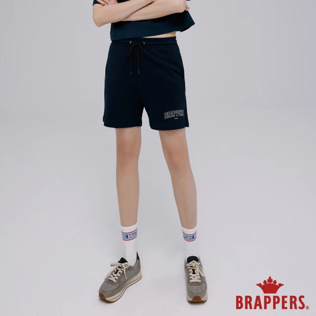 【BRAPPERS】女款 Wellbe系列-弧形LOGO印花休閒短褲(深藍)