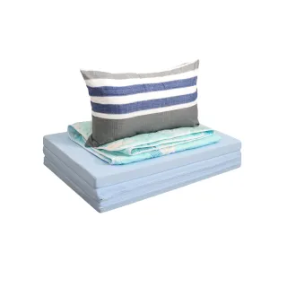 【Embrace 英柏絲】學生外宿組合 單人3尺 竹炭棉高支撐床墊+枕+被 和室床墊(三折床墊-藍)