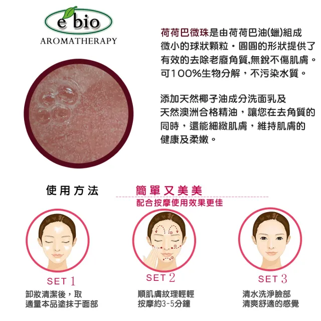 【ebio 伊比歐】荷荷巴微珠去角質凝膠100ml-無香/玫瑰/茶樹/薰衣草甘菊(4種香氣任選一瓶)