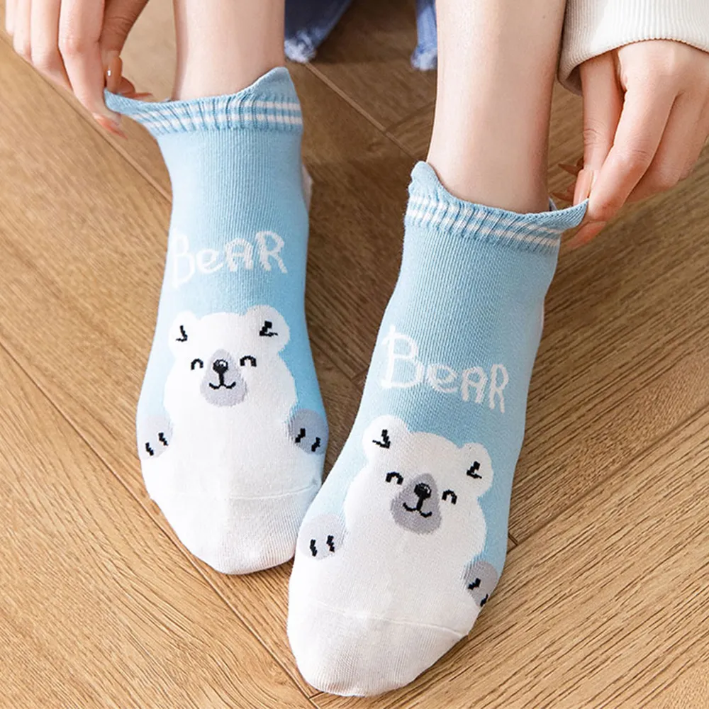 【Socks Form 襪子瘋】5雙組-可愛日系ins潮刺繡船襪