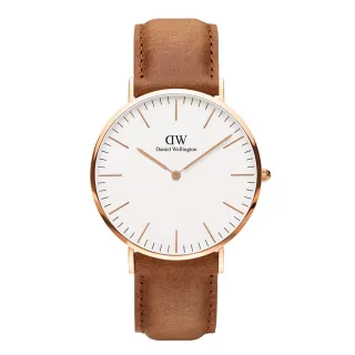【Daniel Wellington】DW 手錶  Classic Durham 40mm淺棕真皮皮革錶-玫瑰金框(DW00100109)