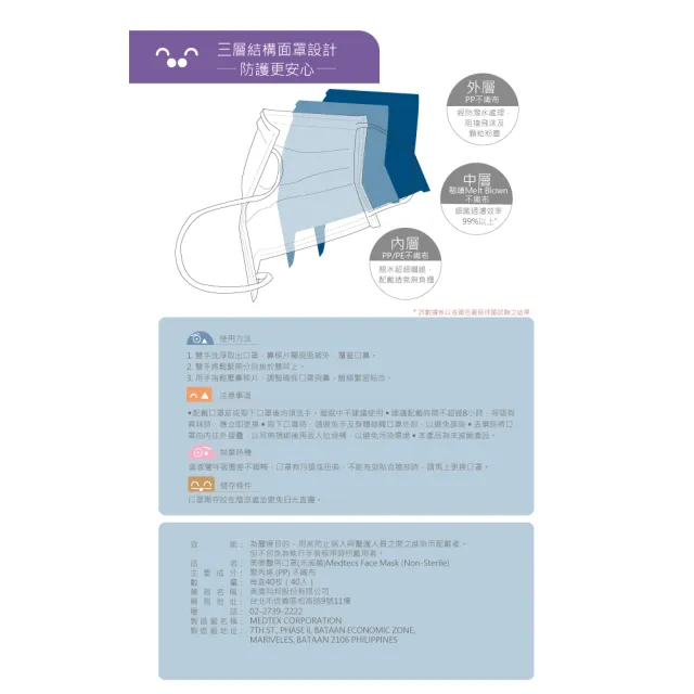 【MEDTECS 美德醫療】醫用口罩3盒(40片/盒)多彩YA (忙Day藍/尬電紫/喜金a/森七紅 各色獨立包裝)