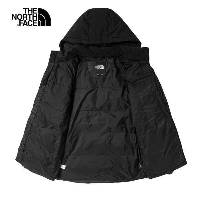 【The North Face 官方旗艦】北面男款黑色DWR防潑水保暖連帽羽絨外套｜4U82JK3(550蓬鬆度)