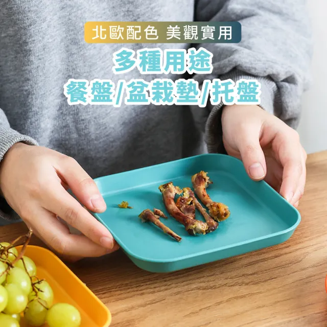 【餐廚用品】創意方形野餐盤8入組 -附收納底座(廚房 盤子 碟子 點心盤 零食盤 蛋糕盤 水果盤 分裝盤)