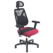 【DR. AIR】豪華版升降椅背人體工學氣墊辦公網椅(紅黑)