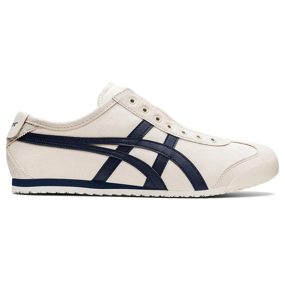 【Onitsuka Tiger】鬼塚虎 官方旗艦店 MEXICO 66 SLIP-ON 休閒鞋 白底藍邊(1183A360-205)