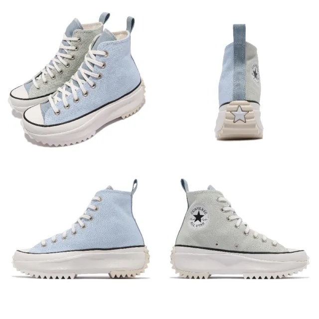 【CONVERSE】休閒鞋 Run Star Hike 高筒 男女鞋 經典款 厚底 情侶穿搭 牛仔布拼接 淺藍 白(171894C)