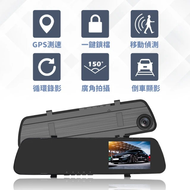 【路易視】GX5 1080P GPS測速警報 單鏡頭 後視鏡行車記錄器