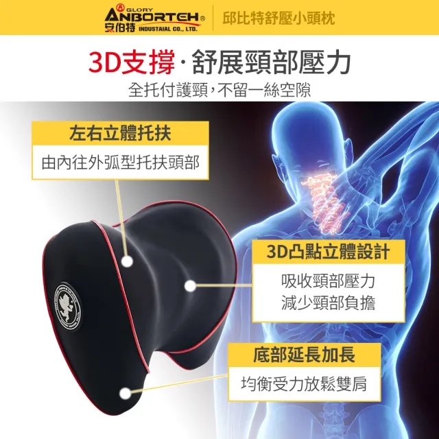 【ANBORTEH 安伯特】邱比特舒壓小頭枕(車用頭枕 車用靠枕 車用頭頸枕 汽車頸枕 車用頭靠枕 慢回彈記憶枕)
