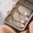 【MISS KOREA】氣質長鍊珍珠美鑽造型耳環(2色任選)