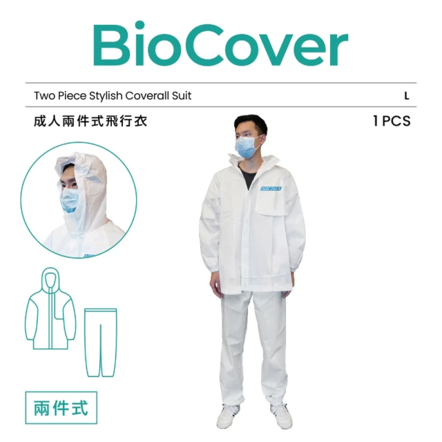 【BioCover保盾】保盾兩件式飛行衣-L號-1套/袋(兩件式 出國搭機 防護必備)