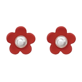 【MISA】韓國設計925銀針可愛彩色珍珠花朵耳環(2色任選)