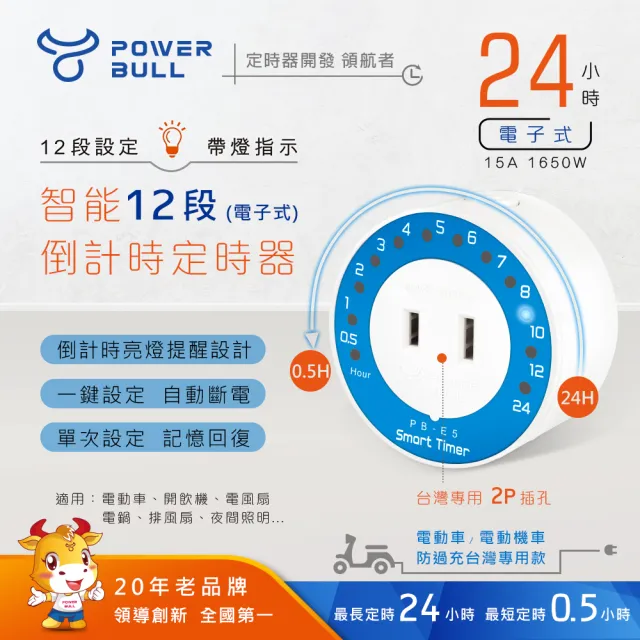 【Dr.AV 聖岡科技】PB-E5 智能12段倒計時定時器-24小時(定時器)