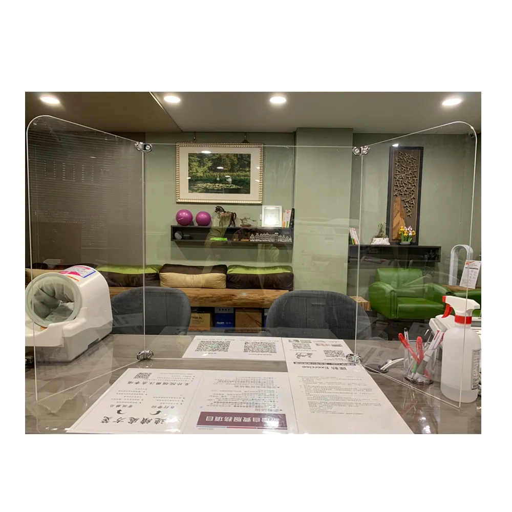 【撥撥的架子】辦公室員工餐廳防疫隔板 學生食堂餐桌壓克力板 百貨公司美食街防飛沫擋板(外八含底板-3mm)