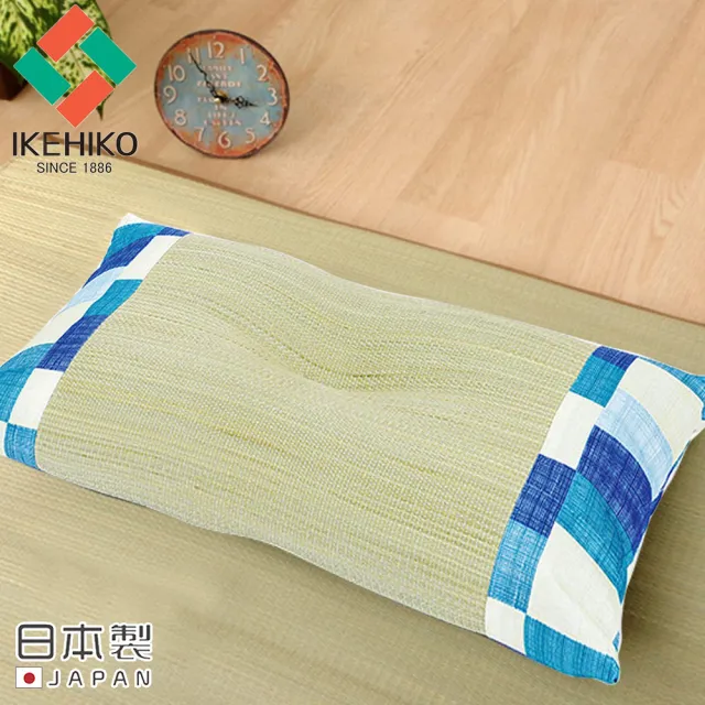 【日本池彥IKEHIKO】日本製藺草清涼除臭枕頭30×50CM-和風藍色款(藺草 枕頭 除臭)