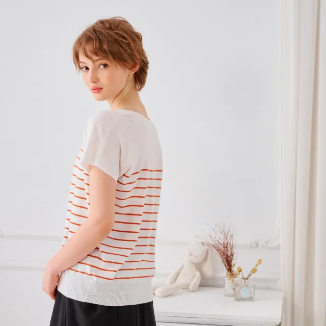 【KiKi】雙11 條紋連袖上衣-女短袖針織(三色/魅力商品/版型合身)