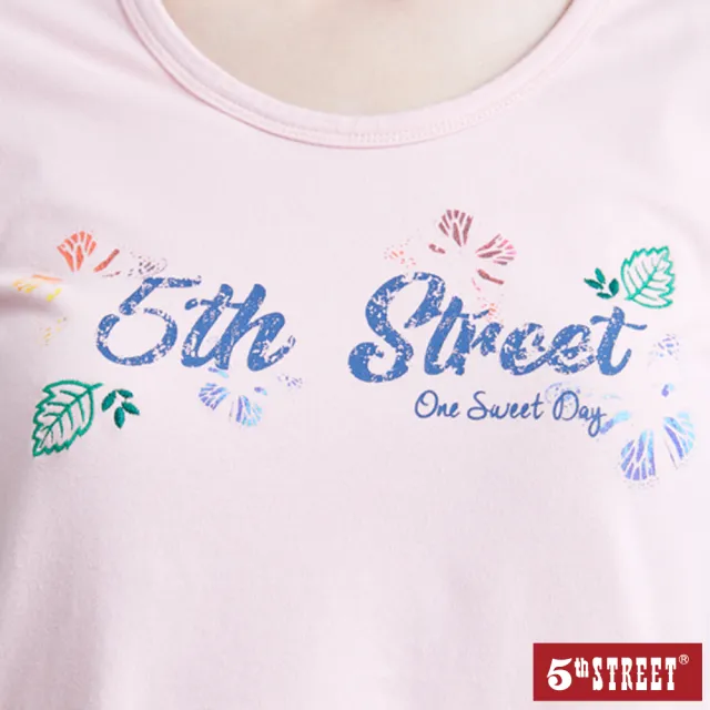 【5th STREET】雙11 女裝 短袖 短t 上衣 t恤 TEE 蝴蝶 logo 棉質 粉紅(570796)