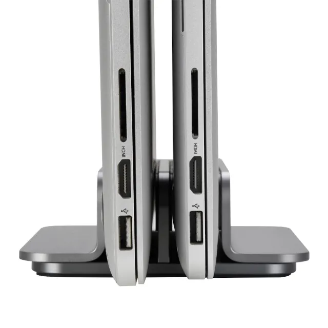 【Jokitech】雙口垂直式筆電立架 平板立架 鋁合金iPad收納架 電腦收納架(11-17吋平板及筆電適用)