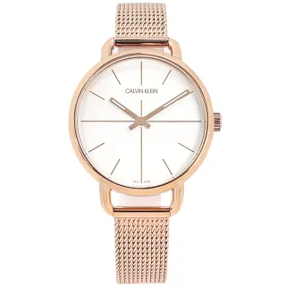 【Calvin Klein 凱文克萊】簡約優雅 瑞士製造 米蘭編織不鏽鋼手錶 白x鍍玫瑰金 36mm(K7B23626)