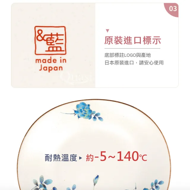 【日本美濃燒】雅玫瑰三入餐盤組(22.5×4cm)