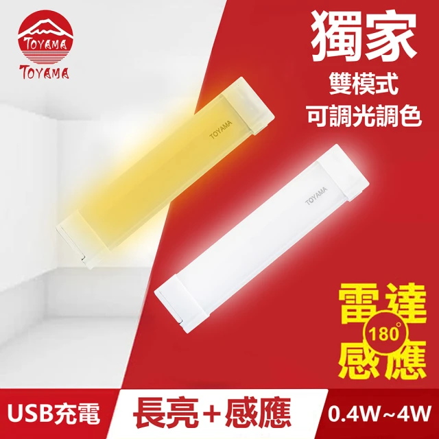 【TOYAMA特亞馬】TS3磁吸USB充電可調光雙模式長亮＋感應LED燈0.4W~4W(雙模式 長亮照明、感應照明)