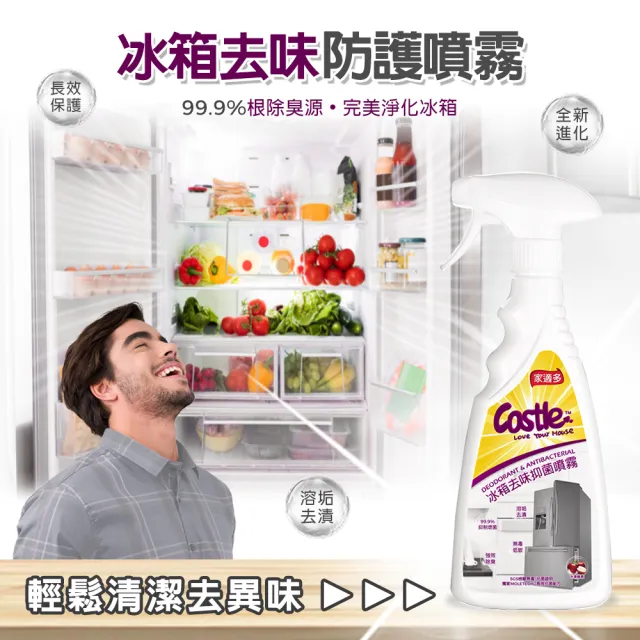 【CASTLE 家適多】冰箱去味防護噴霧500ml (冰箱除臭/冷藏冷凍清潔/物理分解異味/廚房清潔/不傷材質)