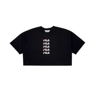 【FILA】女款黑色短袖圓領T恤NO.5TEV-1427-BK