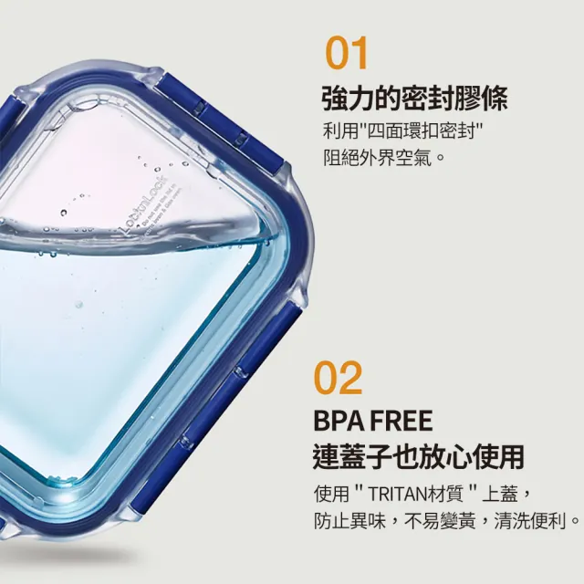 【LocknLock 樂扣樂扣】頂級透明耐熱玻璃保鮮1600ml(長方形/雙入)