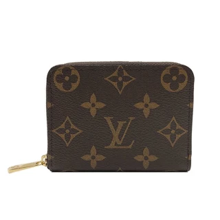 【Louis Vuitton 路易威登】Monogram帆布拉鍊零錢包(M60067-咖)