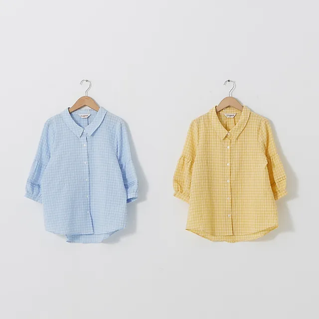 【CUMAR】休閒款燈籠袖設計-七分袖襯衫(二色/版型適中)