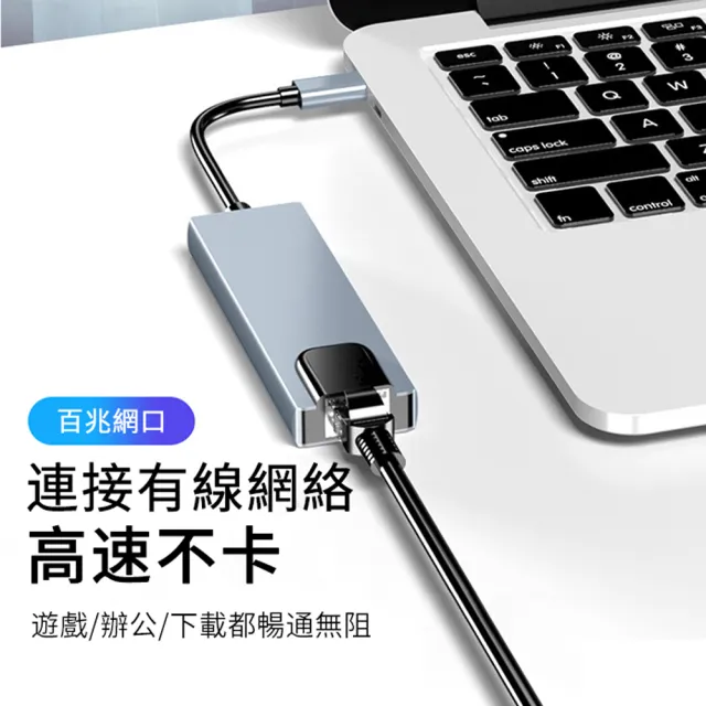 【ANTIAN】Type-C 八合一多功能HUB轉接器 筆電轉接頭 傳輸擴充擴展塢(USB3.0/HDMI集線器/WAN轉接頭)