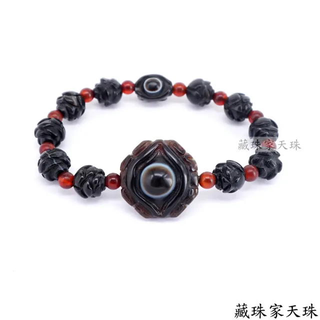 【藏珠家】精品財咒八卦天眼+蓮花天珠手鍊