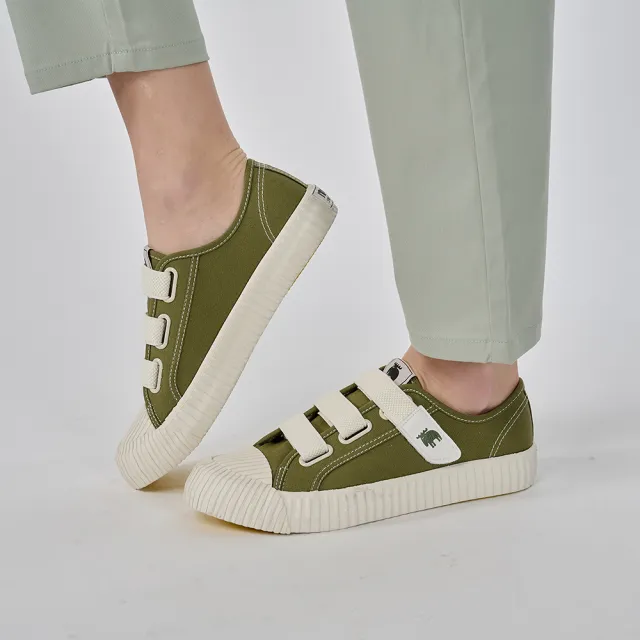 【moz】瑞典 厚底駝鹿魔鬼氈帆布餅乾鞋(橄欖綠)