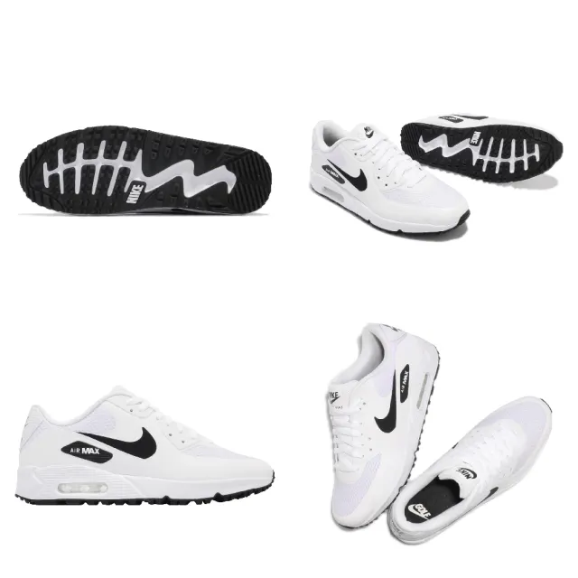 【NIKE GOLF】高爾夫球鞋 Air Max 90 Golf 男女鞋 泡棉中底 氣墊 場內外穿搭 情侶款 白 黑(CU9978-101)