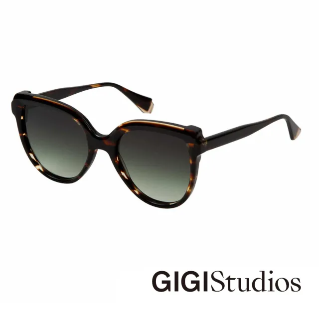 【GIGI Studios】圓潤立體貓眼太陽眼鏡(深琥珀 - MOMO-6544/0)