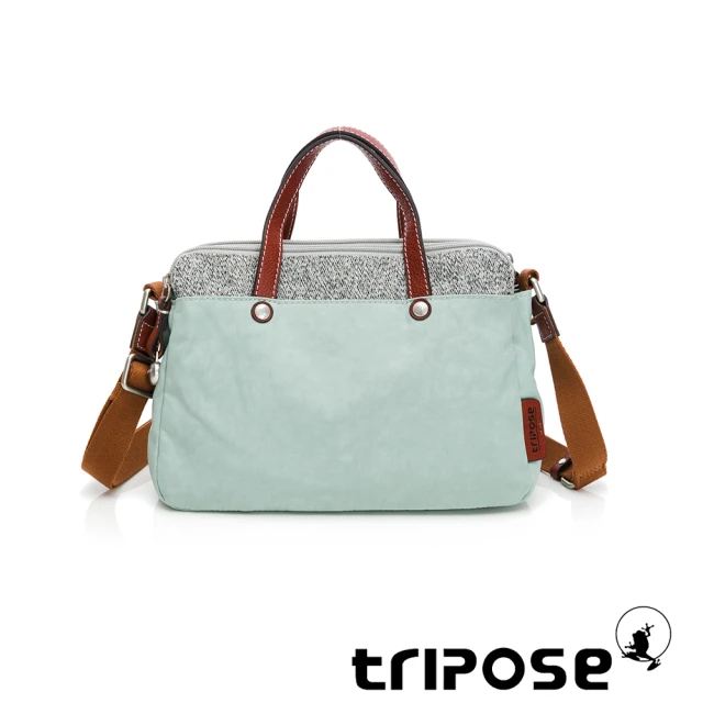 【tripose】漫遊系列岩紋雙拉鍊手提斜背包(薄荷綠)