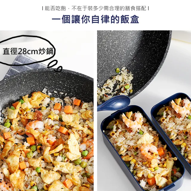 【MY LIFE 漫遊生活】買一送一 OL精巧減脂可微波便當套組(1500ML雙層便當盒+湯罐+筷勺)