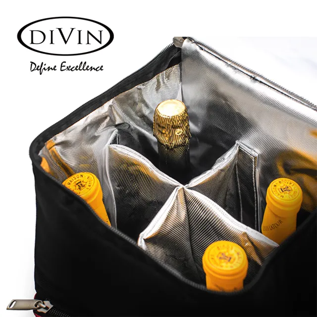 【DIVIN】鋁箔內裡葡萄酒保冷提袋四瓶裝x3入組 送DIVIN軟木塞開瓶器