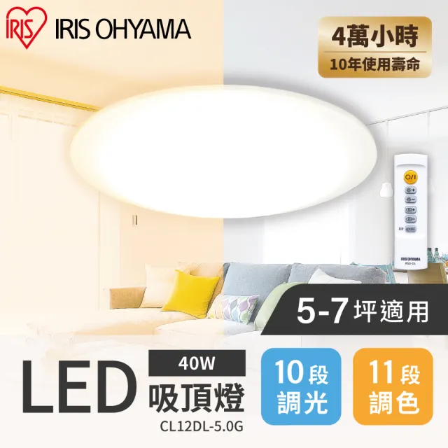 【IRIS】LED圓盤吸頂燈 5.0系列 CL12DL(5-7坪適用 40W 可調光 可變色 遙控開關)