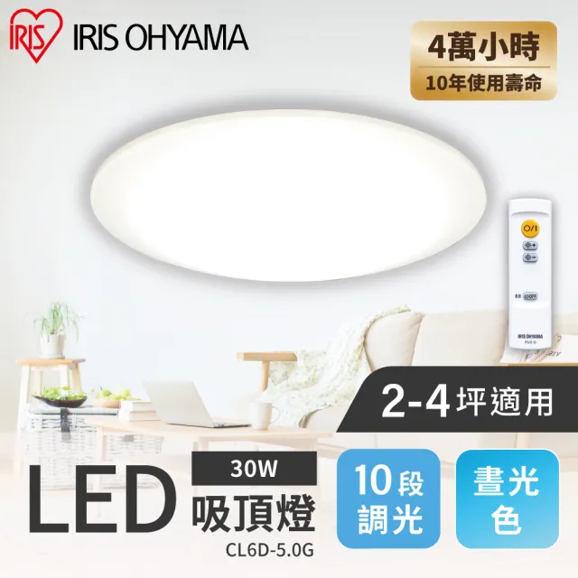 【IRIS】LED圓盤吸頂燈 5.0系列 CL6D(2-4坪適用 30W 可調光 遙控開關)
