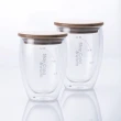 【CookPower 鍋寶】雙層耐熱玻璃咖啡杯雙杯組350ml-贈蓋(買二送二)