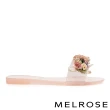 【MELROSE】繽紛絢麗珍珠花朵平底拖鞋(粉)