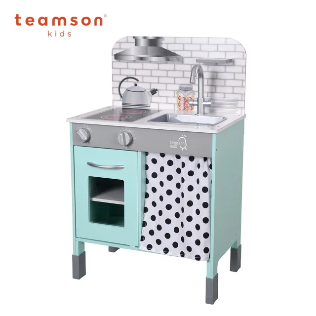 【Teamson】優雅小廚師費城現代家家酒木製玩具廚房(成長型)