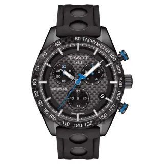 【TISSOT 天梭】天梭 PRS516 三眼計時手錶-黑/42mm(T1004173720100)
