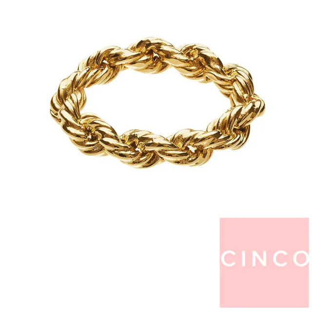 【CINCO】葡萄牙精品 Bia ring 925純銀鑲24K金戒指 簡約編織小寬版戒指(925純銀)