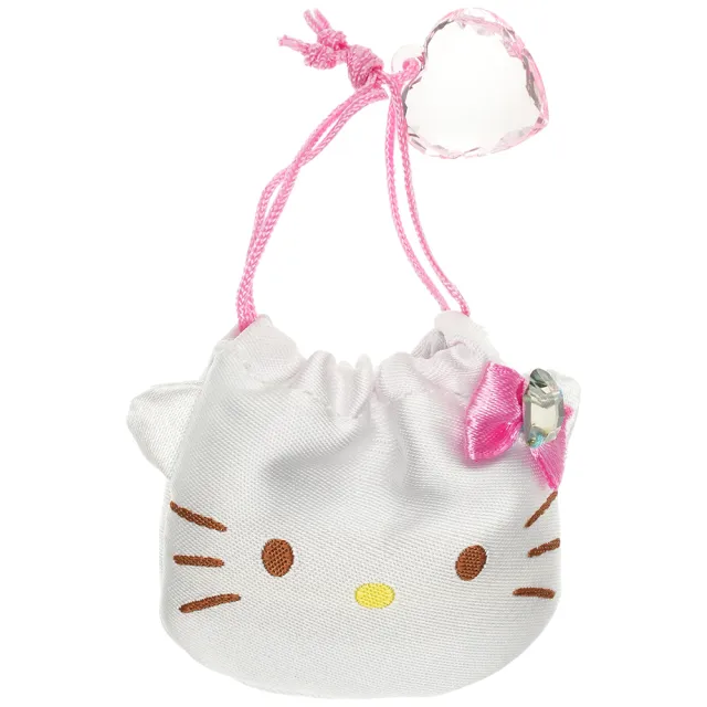 【TDL】日本進口HELLO KITTY凱蒂貓美樂蒂布丁狗水晶御守福袋飾品首飾收納束口袋 104639(平輸品)