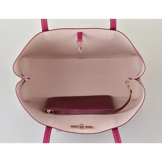 【KATE SPADE】Kate Spade ALL DAY系列金字LOGO荔枝紋牛皮扣式肩背子母包(山莓紅)