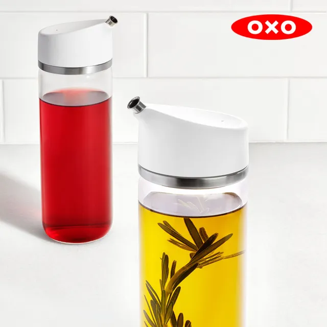 【美國OXO】不滴漏玻璃油醋瓶 2件組(355ml)