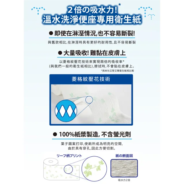 【日本大王】elleair溫水洗淨便座專用衛生紙12捲入(捲筒衛生紙 花香)
